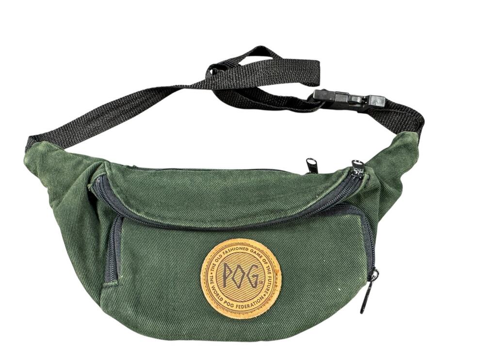 Vintage 90s World POG Federation Genuine Green Fanny Pack Adjustable Zippers